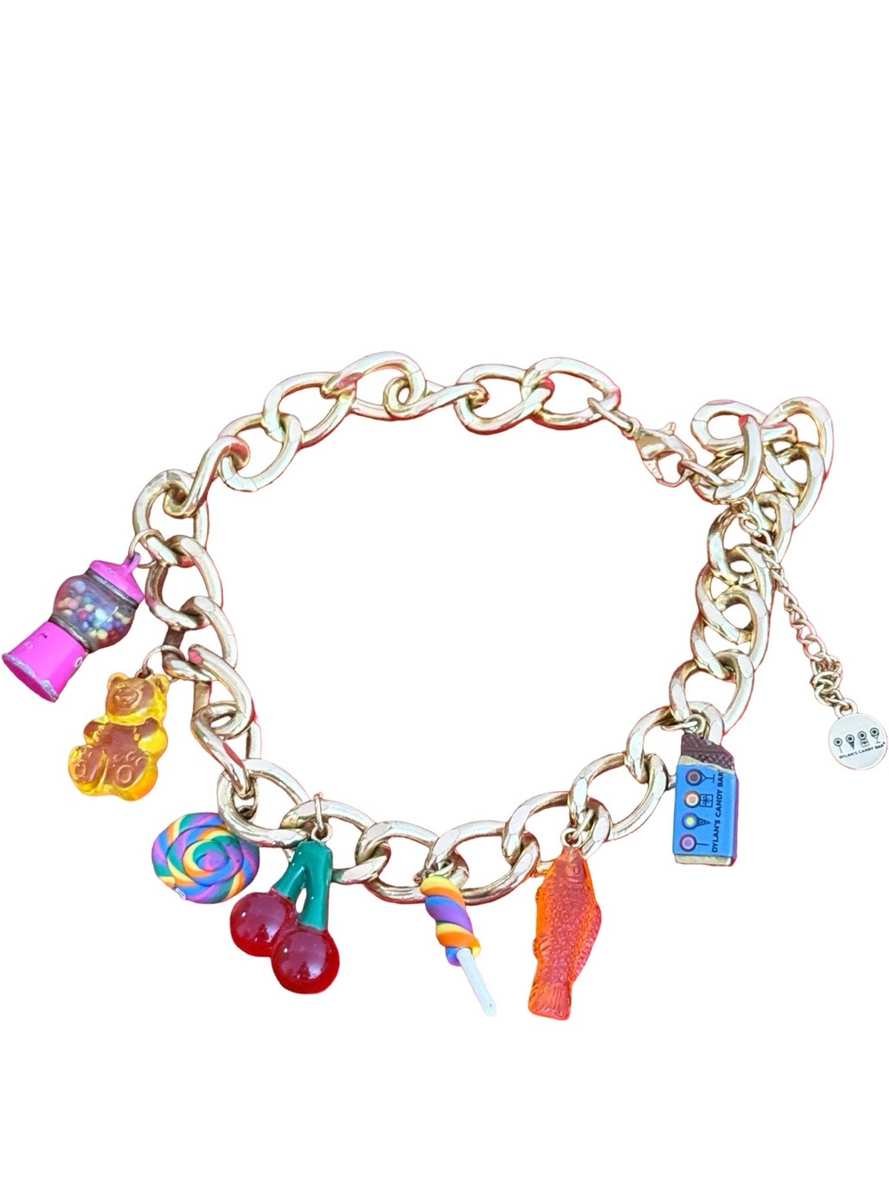 Gold-Tone Candy Charm Necklace with Multicolor Sweets